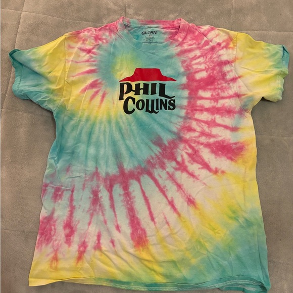 Phil Collins Tie-Dye Band Tee Rainbow Swirl Graphic T-Shirt Size XL - Picture 3 of 3